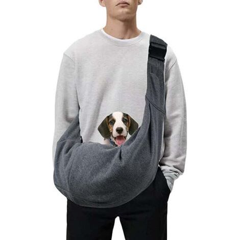 Chien Chat Sling Carrier, bandoulière rembourrée réglable, avec poche pour les voyages en plein air