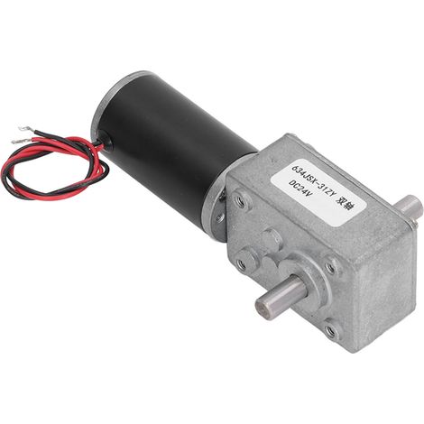 Moteur à engrenages CC micro à couple élevé, turbine de réduction de vitesse, réducteur à vis sans fin réversible autobloquant électrique, 24 V, double arbre, 30 tr/min (1/5)