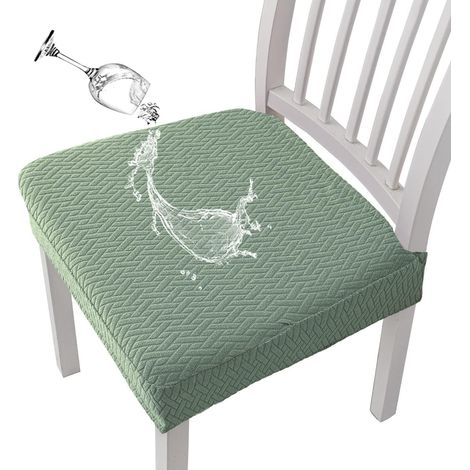 Stuhlbezug Jacquard wasserdicht für Esszimmer, 4er-Set, Matcha-Grün (1/5)