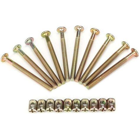 Confezione da 10 viti per mobili in acciaio al carbonio M6 da 70 mm, con fissaggio a camma, tassello e dado preinstallato con dadi di fissaggio da 6 mm. (1/3)