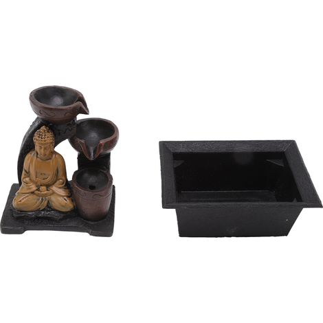 Cascade décorative en résine synthétique avec lumières, inspirée d'un Bouddha, pour la maison ou le bureau (prise UE 220-240 V). (1/5)