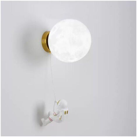 Indoor LED Wall Light, Children's Room Wall Light with Astronaut Figure, Moon Shaped Lampshade, G9 Wall Lighting for Bedroom, Children's Room, Light (1/4)