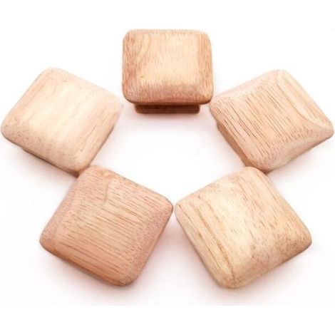 10 Pièces Carré Bois Boutons En Bois Cabinet Poignées Armoire Pull Boutons de Commode Placard Meubles Poignées Hardware (1/5)