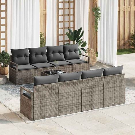 vidaXL Set di divani 7 pcs Grigio polyrattan (1/5)
