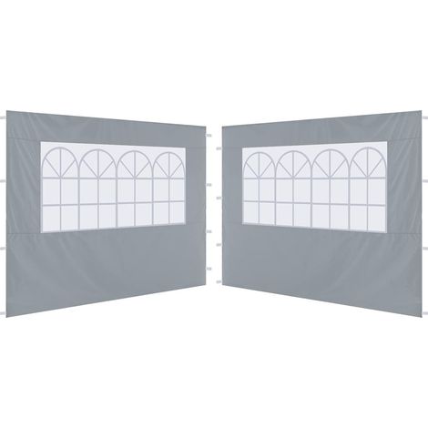 Lot de 2 Panneaux latéraux de Rechange pour tonnelle 3 m Gris (1/5)