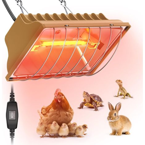 Chauffage pour poulailler,Lampe chauffante Poussin,Lampe Chauffante Chiot,Lampe chauffante de Culture,Outil d'éclairage de Chaleur pour poulailler pour Poulets Canards et oies (250W) (1/5)