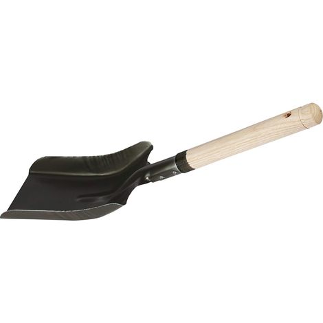 Pelle troite Kerbl pour charbon, noir verni, poigne en bois, 38 x 11 x 3 cm