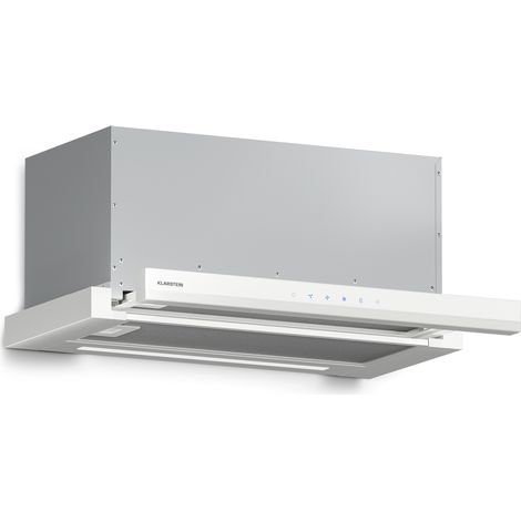 Klarstein Velaire Dunstabzugshaube 60cm, Unterbau, Ausziehbar, 896 m³/h Boost, Touch, Energieklasse A++, LED, Leise, Aluminium- & Aktivkohlefilter, Unterbauhaube Küche, Weiß (1/5)