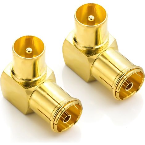Adaptateur IEC 90° - Connecteur Coaxial Mâle vers Femelle - Impédance 75 Ω - Pour Antenne TV Radio DVB-T DVB-T2 HD - Lot de 2 (1/5)