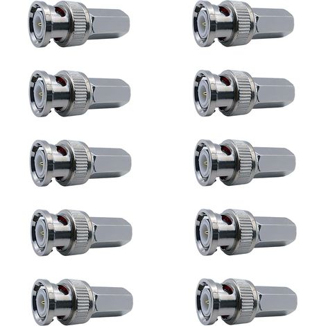 pièces Connecteurs BNC à visser avec Broche Centrale en Laiton BNC mâles vers Visser RG59 / RG62 Adaptateur pour Caméra de Sécurité CCTV Connecteur Coaxial D'antenne (1/5)