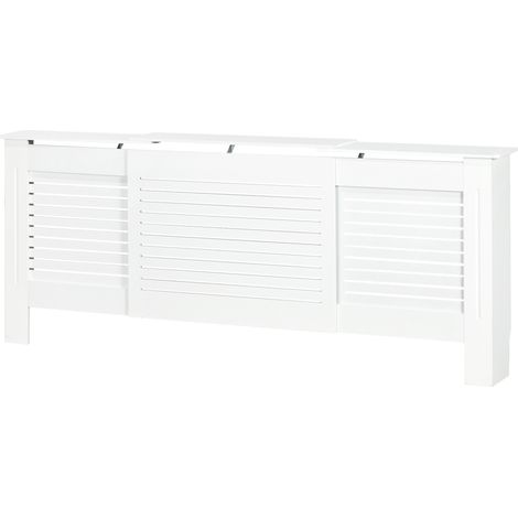 Cache-radiateur extensible blanc MDF 139-208.5 x 20.5 x 82.5 cm