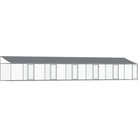 Jaula para perros con techo/puertas 12 x 2 x 2 m acero galvanizado gris 020041638 (1/5)