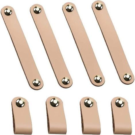 Schubladengriffe, 67 mm + 128 mm Leder-Schranktürgriff, Schubladengriff, für Küchenschränke und Türen (Beige) (1/4)