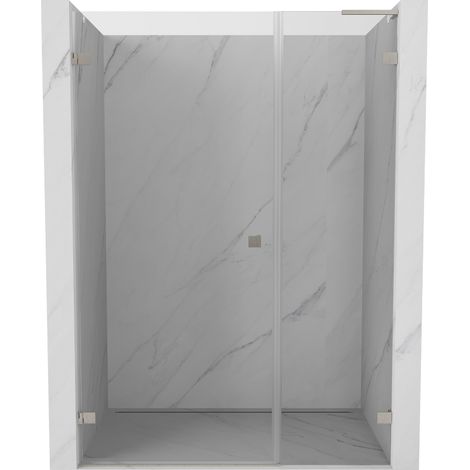 Mexen Lunar-B L porta doccia a battente sinistra 135 cm, trasparente, nichel spazzolato - 832SL-135-050-97-00-L (1/5)