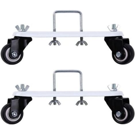Lot de 2 supports de poulie mobiles pour radiateur rempli d'huile, base de cadre de chauffage électrique rotatif à 360° avec roues et frein, support en acier au carbone, roue silencieuse à (1/5)