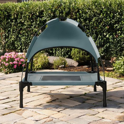 Lit surélevé pour chien et chat avec auvent anti-UV Gris 61 x 46 (1/5)