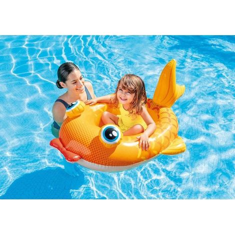 Figurine de Natation en Forme de Poisson Rouge - Bateau Gonflable pour Enfants - Matelas pneumatique pour Le Plaisir de la baignade - Figurine de Natation pour Plage (Poisson Rouge Orange) (1/5)
