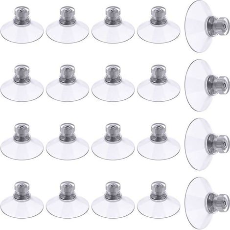 Lot de 20 ventouses transparentes en PVC de 40 mm avec vis et filetage - forte adhérence (1/5)