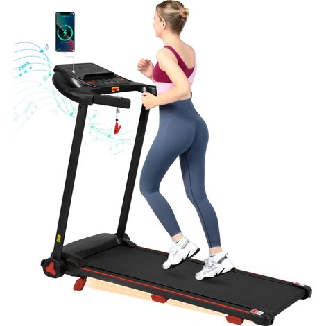 Tapis de course pliable pour la maison avec inclinaison 8 %, moteur 3,0 CV, écran LED Bluetooth et grande surface 110 x 40 cm, jusqu'à 14 km/h, CHICFURN (1/5)