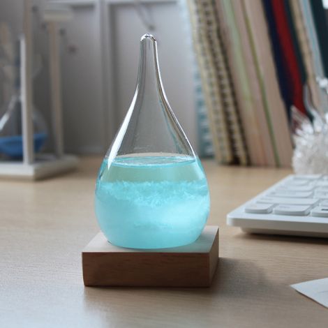 Bouteille en verre innovante en forme de goutte, prévision météo, décoration intérieure bleue (1/5)