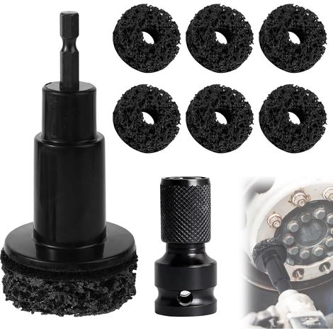Kit de Nettoyage Ponceuse de Moyeu de Roue, Nettoyage Moyeux Kit avec 6 Disques Abrasifs, Adaptateur 1/2", Outil de Nettoyage de Moyeu de Roue, Ponceuse de Moyeu de Roue pour Entretien Automobile (1/5)