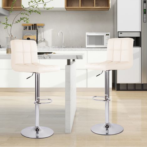 Moderne Barhocker 2er-Set mit Rückenlehne & Fußstütze – höhenverstellbar, geeignet für Kücheninseln & Bartresen,Beige (1/5)