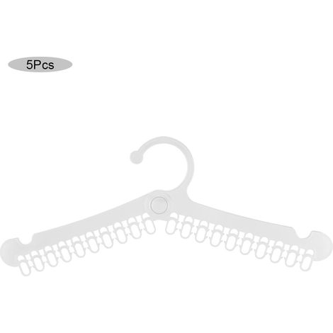 Cintre à pinces - Lot de 5 - Pliable ABS antidérapant - Charge 1,5kg - Gris Noir Blanc - 44,5cm (1/5)