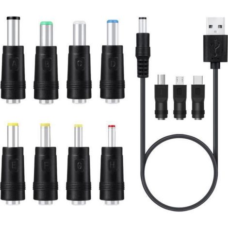 Universel Cble dAlimentation USB vers DC 5V avec 11 Pcs Connecteurs pour Camra Tablette PC Tlphone couleurs mu CABLE D'ALIMENTATION (1/4)