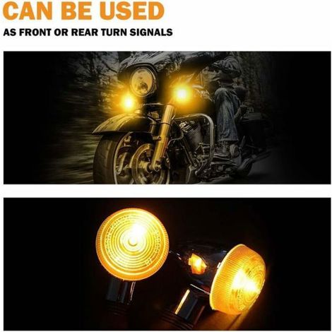 Clignotants Moto - LED Chrome Ambre - Compatible Cruiser Bobber Chopper - 1 7/8 x 3 5/8 Pouces - Lot de 2 (1/5)