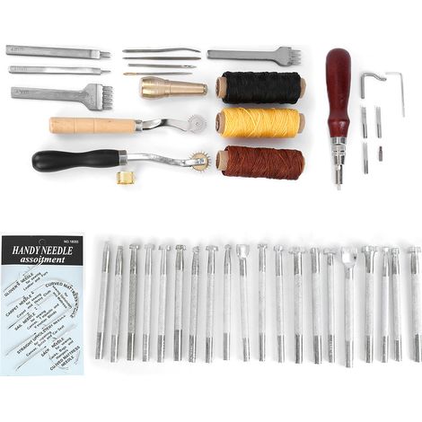 Ensemble de 48 outils de poinçonnage et d'aiguille pour le travail du cuir, de formes variées, pour le travail du cuir. (1/5)
