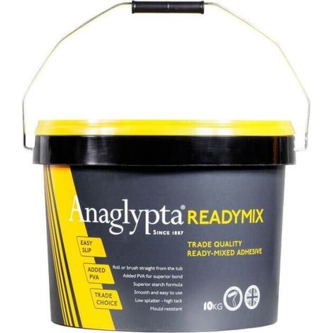 Ready Mixed Wallpaper Paste Adhesive Mix 10kg Anaglypta Added PVA Mould Resist