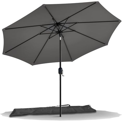 Parasol de Jardin Parasol Inclinable 270cm Toile Protection UV pour Balcon Patio Terrasse Exterieur Gris (1/5)