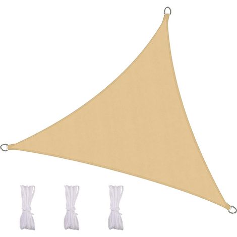 Voile d'ombrage triangulaire imperméable et résistant aux UV pour terrasse, jardin, pelouse, 2 x 2 x 2 m, jaune sable (1/5)