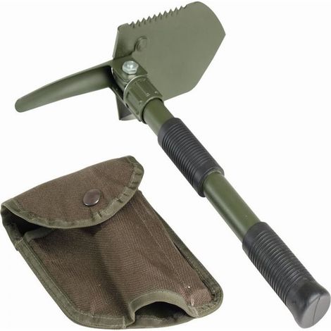 Pelle Pliable - Acier Carbone 1,5 mm - 4 en 1 Pelle Pioche Hachette Scie - Boussole Intégrée - Pour Randonnée Camping Pêche Jardinage - 1 Pièce