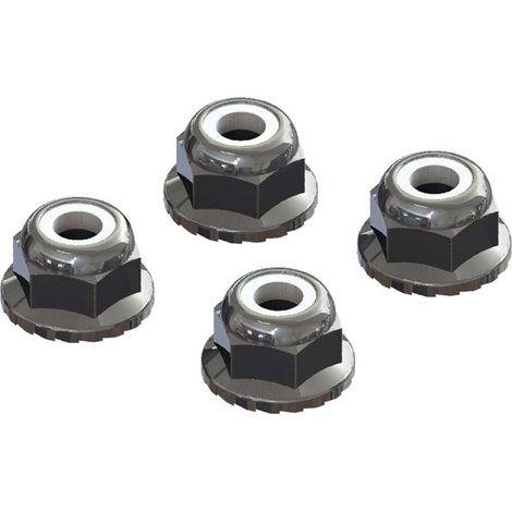 7mm Flanged Nyloc Locknut Silver (4)