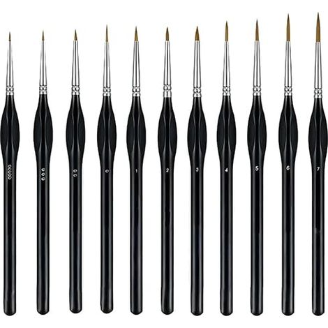 11 Pièces Pinceau Peinture Aquarelle Détail, Pinceaux Acrylique, pour Aquarelle, Peinture à l'huile, Pierre Plastique, Couleur De Visage, Manucure (1/5)