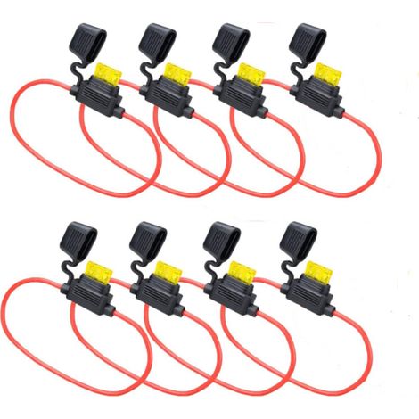 12-V-Sicherungshalter, Kfz-Qualität 14 AWG, 8er-Pack, mit 20-A-Sicherung für Auto, Lkw, Motorrad, Boot
