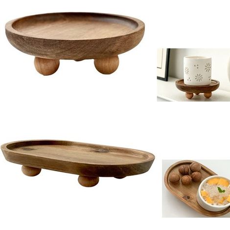 Bandeja de madera para aromaterapia (redonda y ovalada) para guardar productos de aromaterapia, jabón, llaves y perfumes (marrón). (1/5)