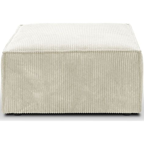 Pouf en velours côtelé beige - Livia (1/4)