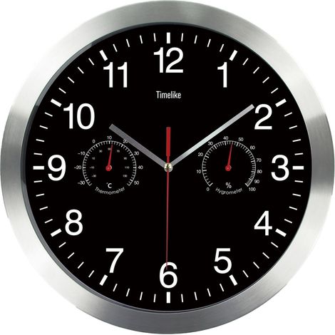 Horloge murale ronde rétro étanche d'intérieur/extérieur avec thermomètre, horloge à quartz, décoration pour la maison ou la terrasse
