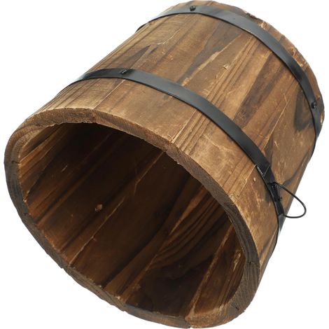 Blumentopf aus Karbonisiertem Holz Rund Rustikaler (1/5)