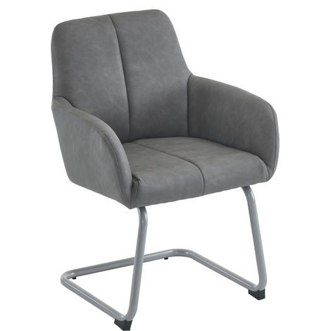 Silla de comedor 2 unidades gris con respaldo alto y patas de acero curvadas (1/5)