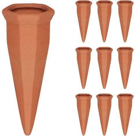 Cone Arrosage - Argile - 13 x 5 x 4,5 cm - Pour Bouteille 1 L - Intérieur Balcon Extérieur - Lot de 10 (1/5)