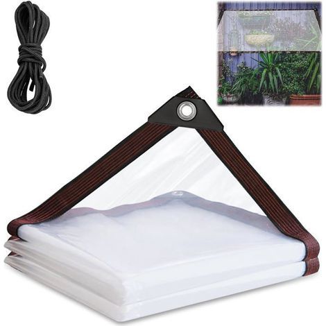 KLVGTIFS PU – Transparente, wasserdichte Plane, 3 × 2 m, mit Ösen, PVC-Plane, inklusive Befestigungsseil (1/5)