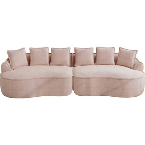 Modulares 4-Sitzer-Sofa aus rosa Chenille mit tiefer Sitzfläche 320x114x67 cm MODENUIT (1/5)