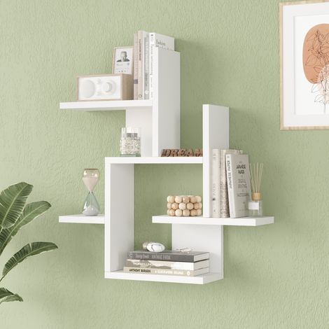 Scaffale da Parete Reyna Libreria da Muro 66 x 63 x 15 cm Bianco [en.casa]