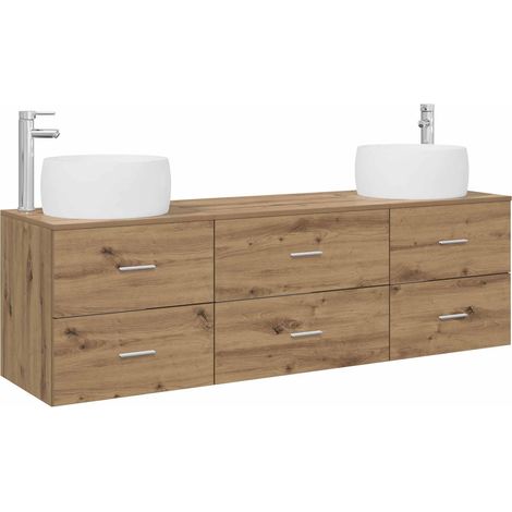 Bathroom Furniture Set 3 pcs Artisan Oak 49.5 x 44.5 x 66 cm vidaXL (1/5)