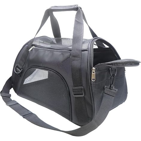 Cat Kitten Puppy Dog Carrier Bag Medium Black (1/5)