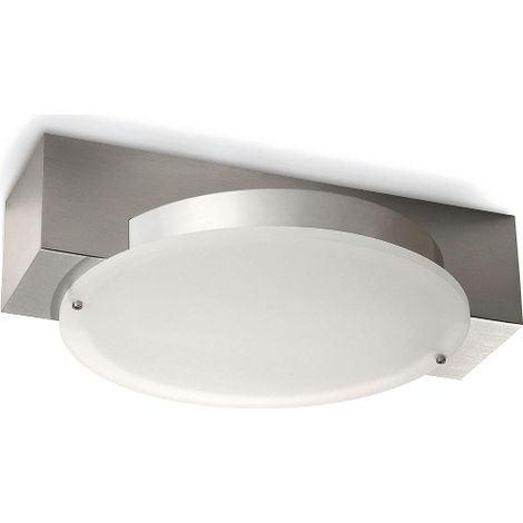 Plafoniera con disco circolare vetro bianco su barra di alluminio