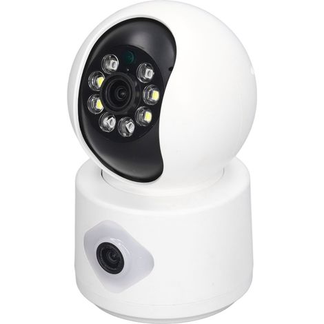 Caméra de surveillance 2MP double objectif, vision nocturne couleur, Wi-Fi double bande, caméra intérieure sans fil HD avec suivi de mouvement, rotation 360° pour maison et animaux, alerte alarme et a (1/5)